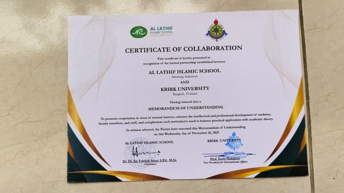 Memorandum of Understanding (MoU) antara Al Lathif Islamic School dan Krirk University, Thailand