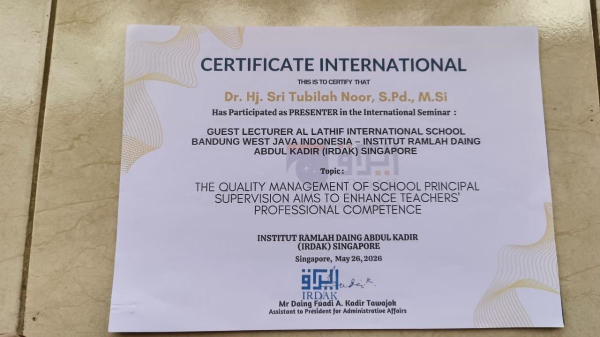 Seminar "Guest Lecturer Al Lathif International School – Institut Ramlah Daing Abdul Kadir (IRDAK) Singapore"